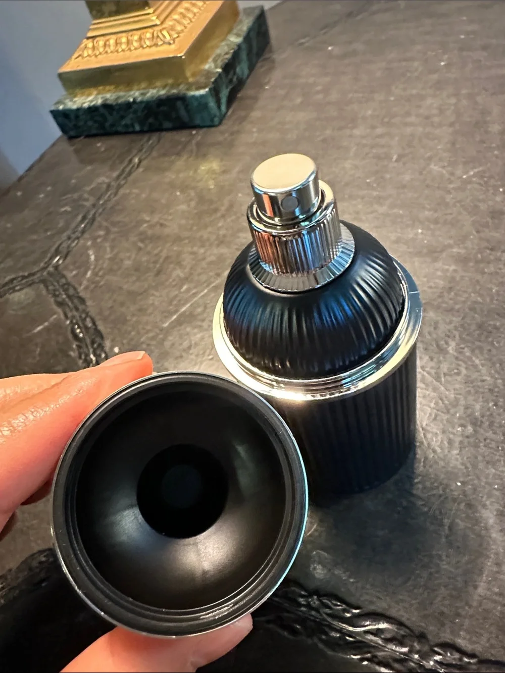 Cartier Pasha de Cartier Black and Silver Ribbed Fragrance Bottle